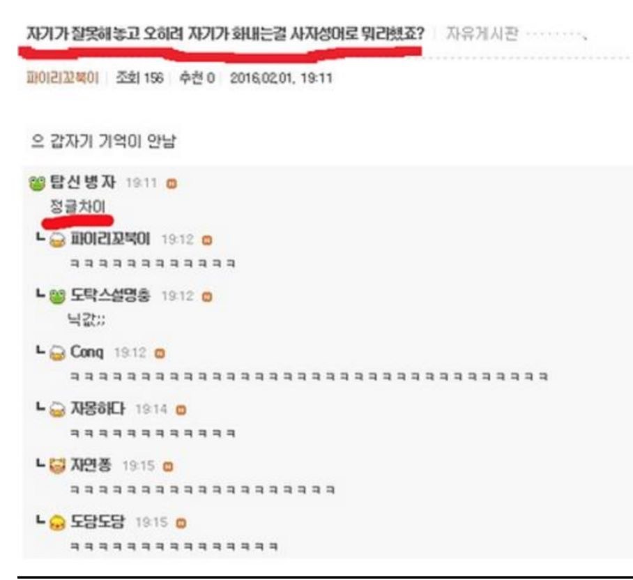 자기가 잘못해놓고 오히려 상대방에게 화를 내는 걸 사자성어로 뭐라고하죠 | 인스티즈