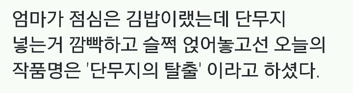 작품명 : 단무지의 탈출.twt | 인스티즈