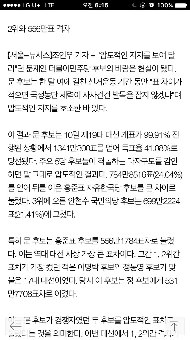 문재인,역대 대선에서 가장 큰 표차로 2위 제쳐(+현재 득표차 이미지) | 인스티즈