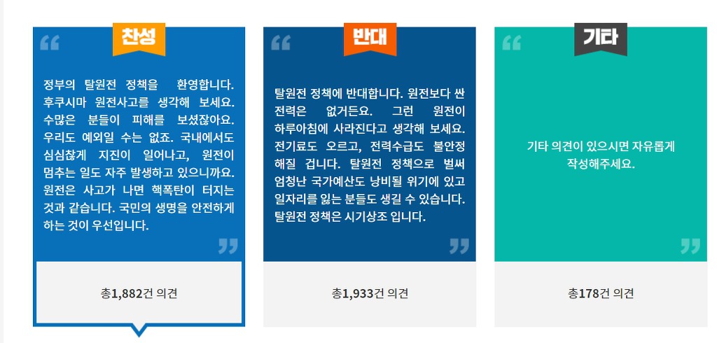 탈원전 반대 세력들이 무섭습니다. 광화문 1번가 탈원전 찬성 투표해주세요 | 인스티즈