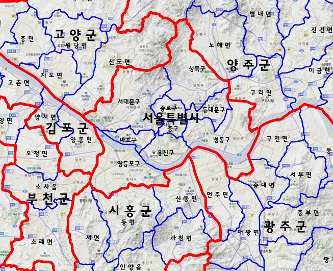 1949년 서울시 및 주변 지역 행정구역 경계 | 인스티즈