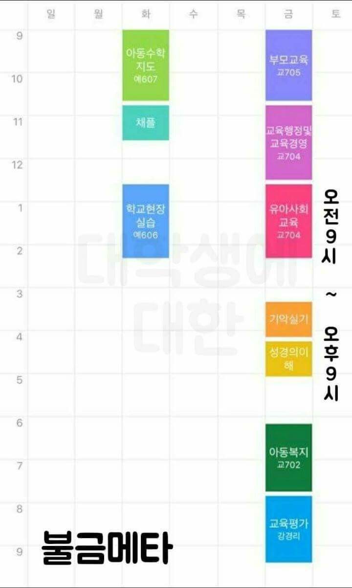 대학교 시간표 레전드 | 인스티즈