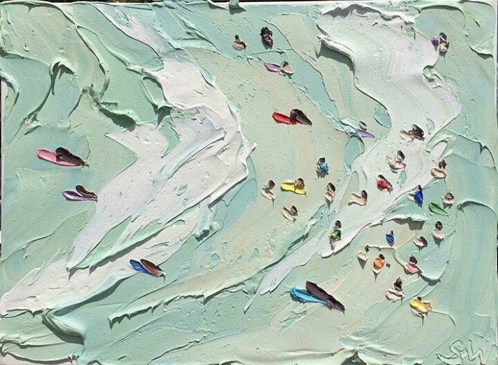 물감을 짜서 표현한 해변 | 인스티즈