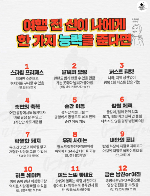 여행전 신이 나에게 1가지 능력을 준다면? | 인스티즈