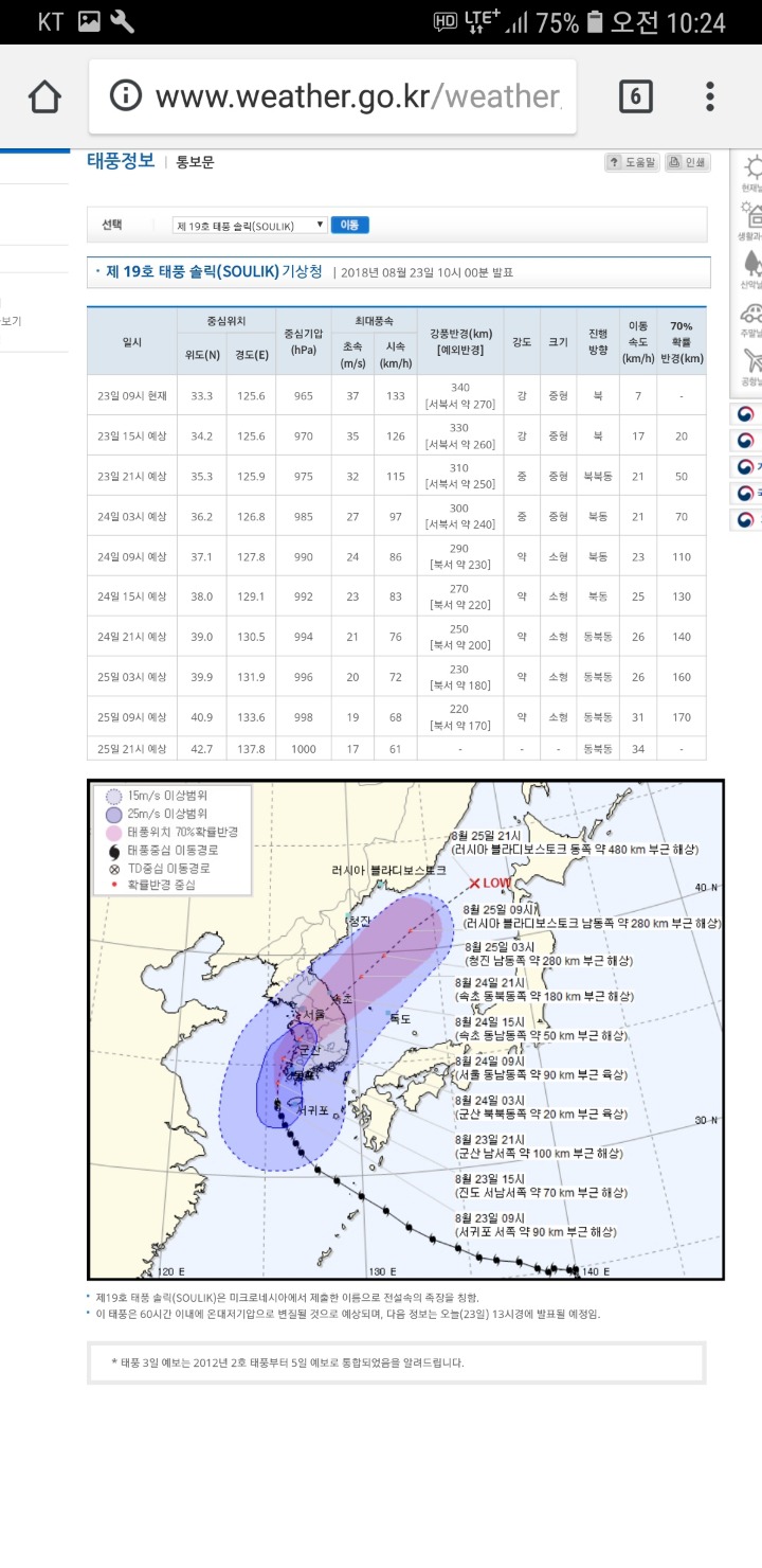 아침 10시에 발표한 기상청피셜 | 인스티즈