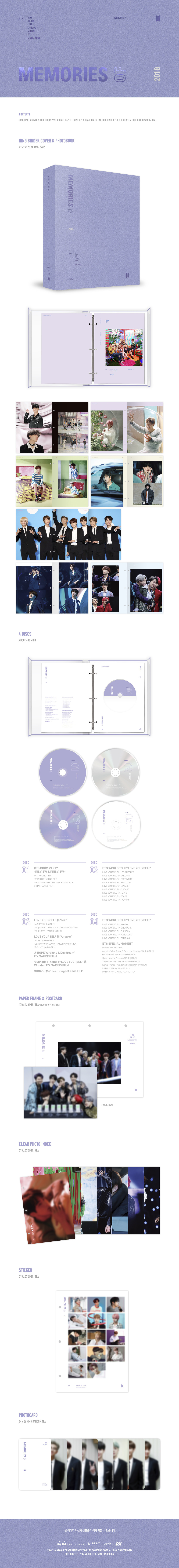 190702 MEMORIES OF 2018 Blu-Ray & DVD Contents : r/bangtan